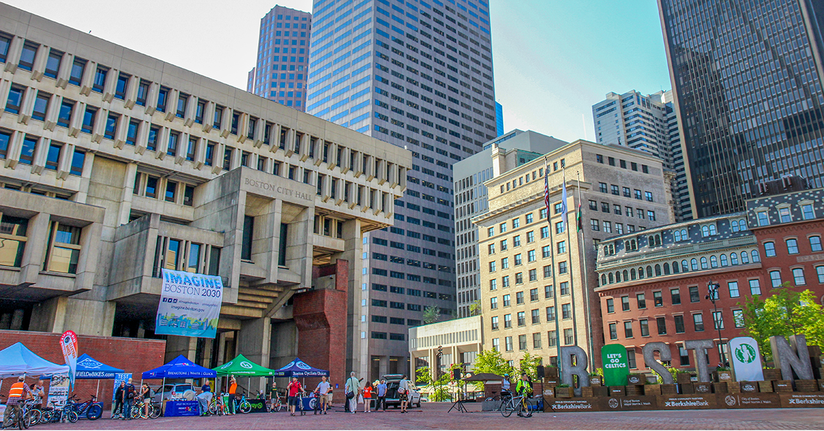 Boston's National Bike to Work Festival at Boston City Hall Plaza in May 2017.