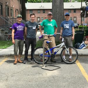 Arlington volunteers at bike tune up event