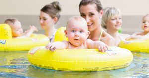 Baby swimming lesson