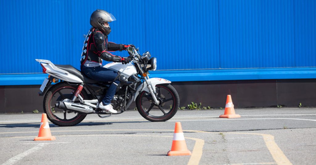 motorcyclist in training area