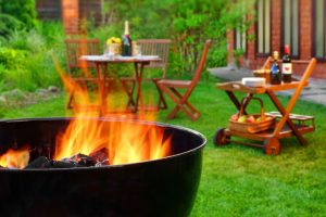 BBQ grill fire in Massachusetts backyard.