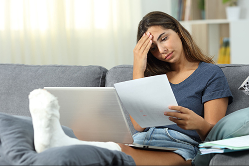 Patient with cast worried about medical bills
