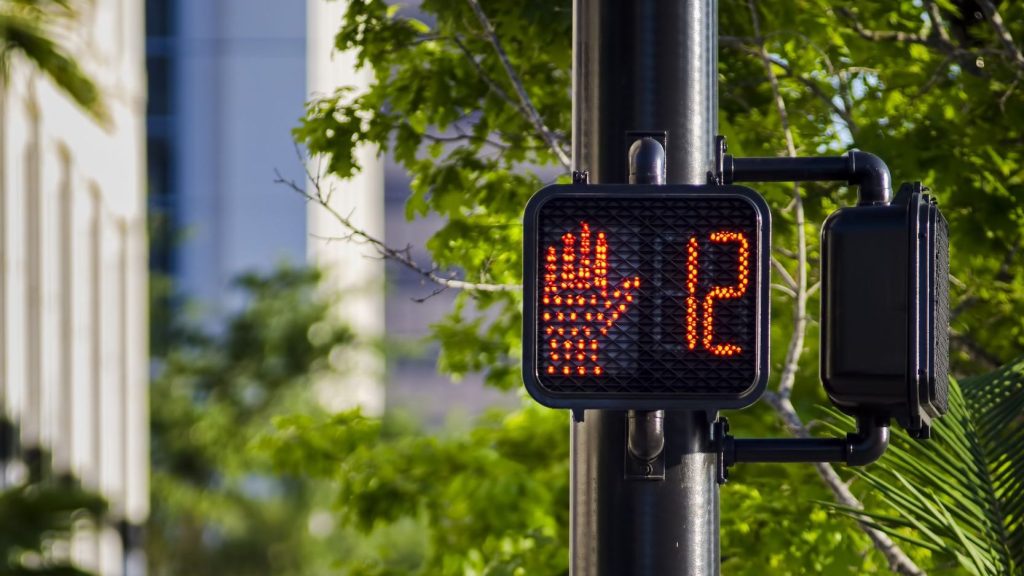 Pedestrian traffic signals in Massachusetts.