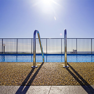 Pool fencing and pool ladder.