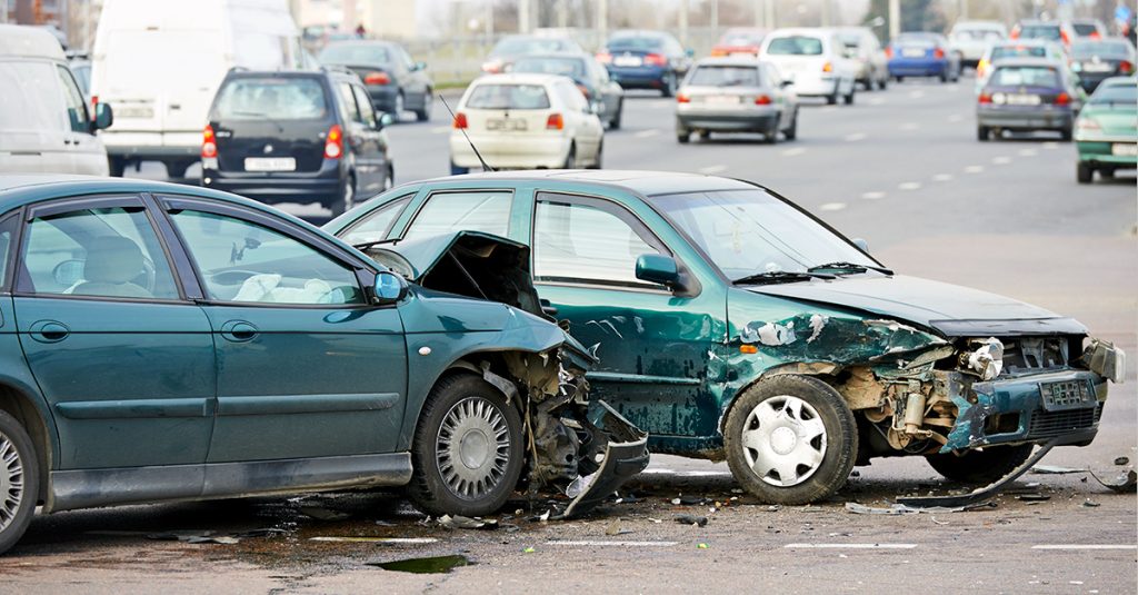 Car crash at intersection in the Boston area