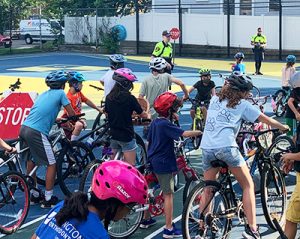Children at the Arlington Police Bicycle Safety Day in August 2021
