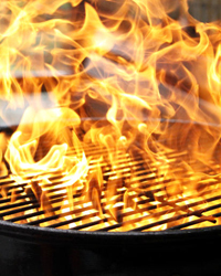 Propane gas grill fire